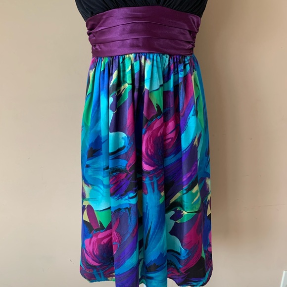 NWT New Intrigue size 6 Black Purple Dress - Picture 4 of 5